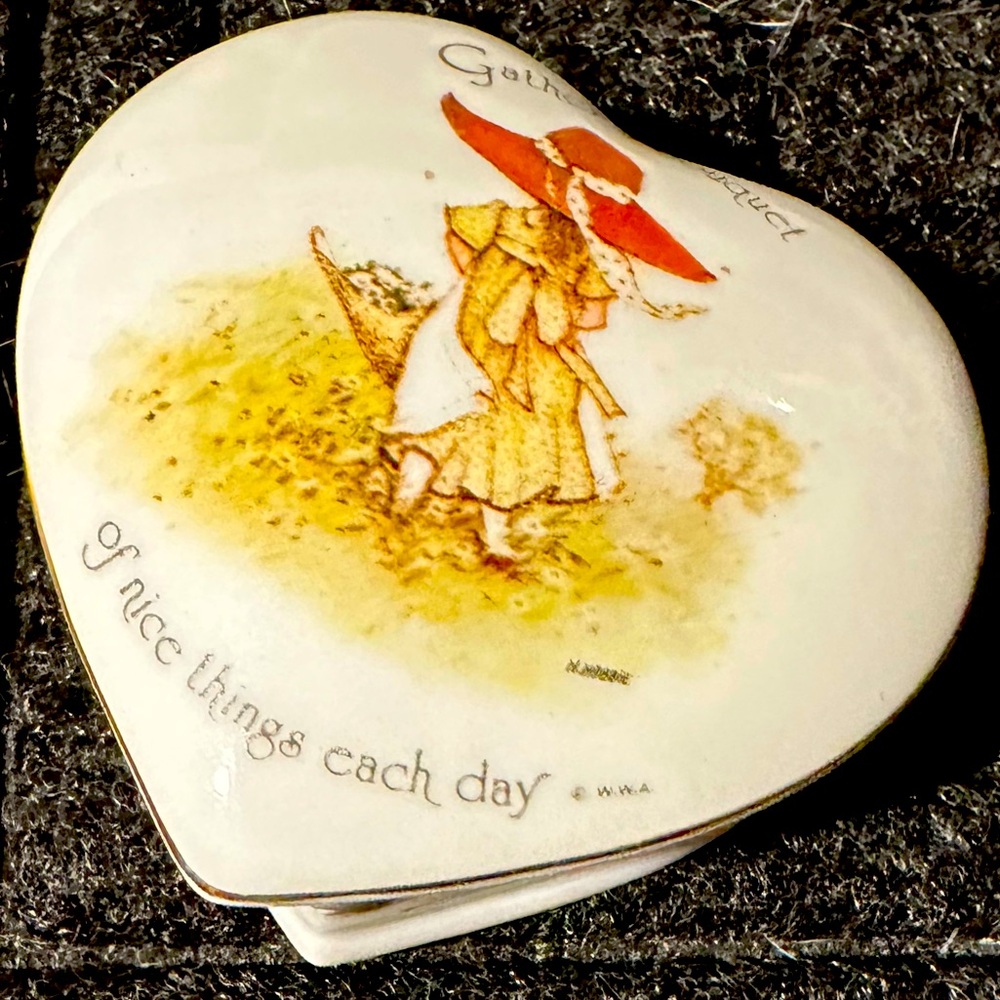 Vintage Antique Heart-Shaped Porcelain Trinket Dish by Holly Hobbie